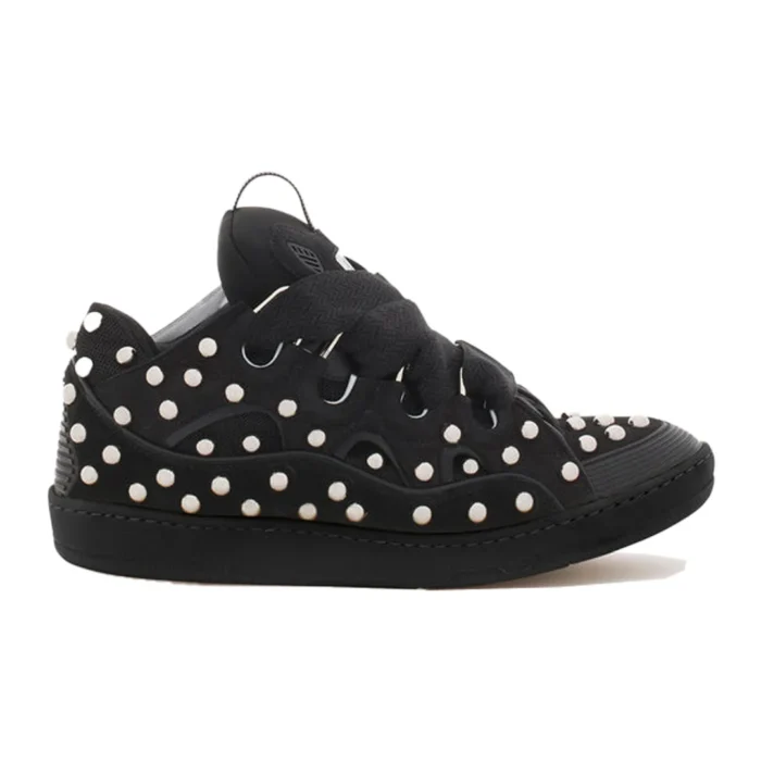 Lanvin Leather Studded Curb Sneakers