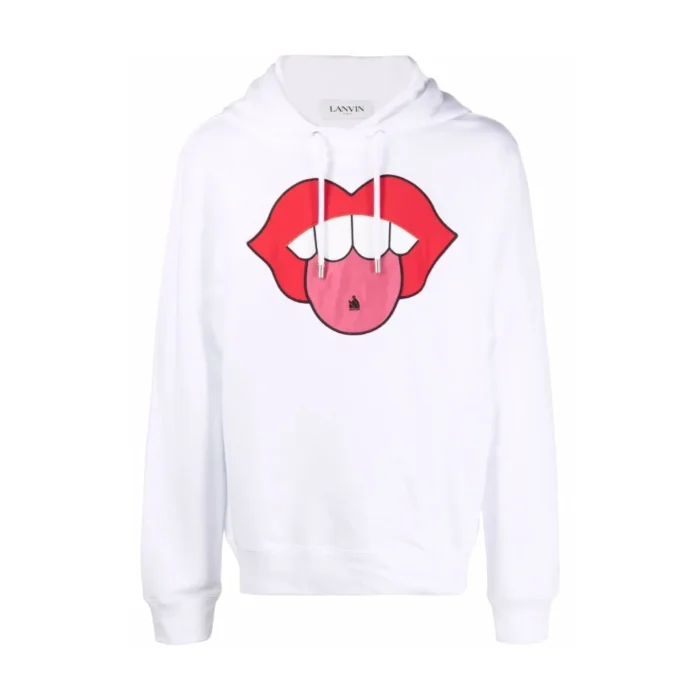 Lanvin Mouth Patch Drawstring Hoodie